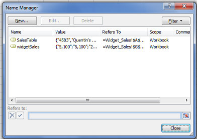 Excel name manager screenshot